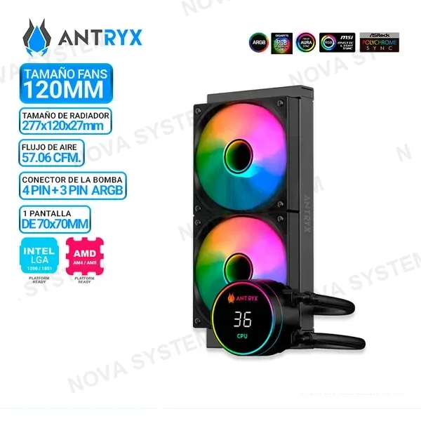 REGRIGERACION LIQUIDA ANTRYX TRITON CRONUS 240 BLACK, ARGB