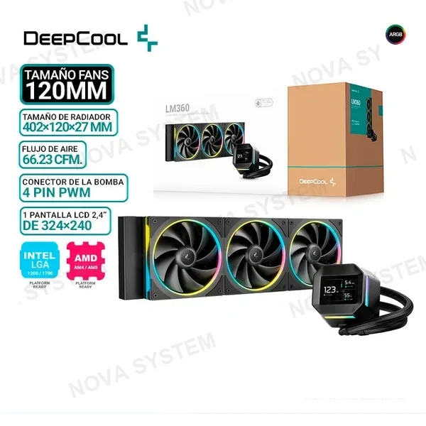 REFRIGERACION LIQUIDA DEEPCOOL LM360, ARGB, PANTALLA