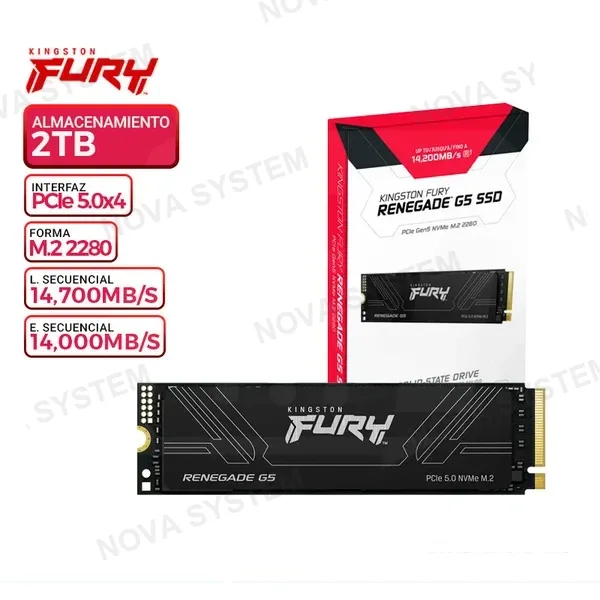 SSD SOLIDO KINGSTON FURY RENEGADE G5, 2TB, M.2 2280, NVMe PCIe 5.0x4
