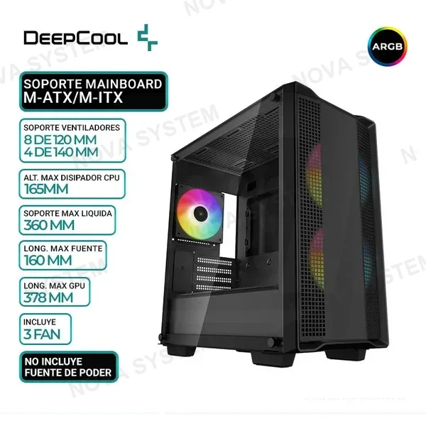 CASE DEEPCOOL CC360 ARGB, V/TEMPLADO