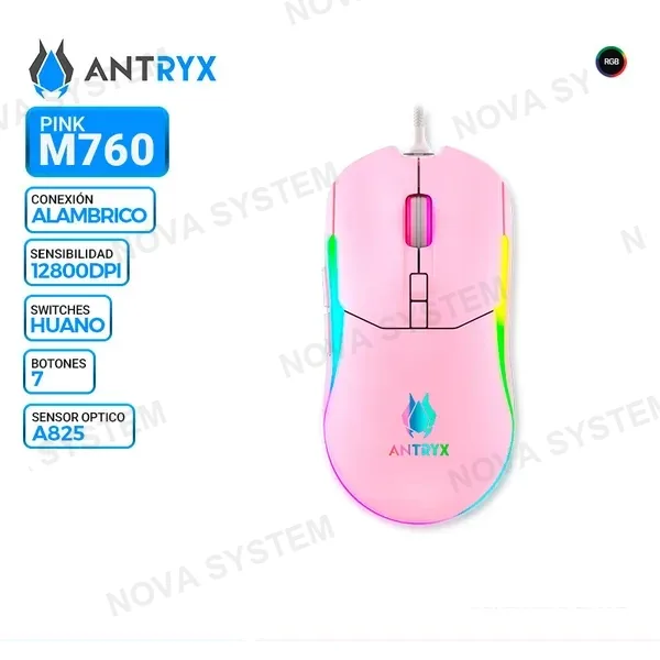 MOUSE GAMING ANTRYX M760 PINK RGB