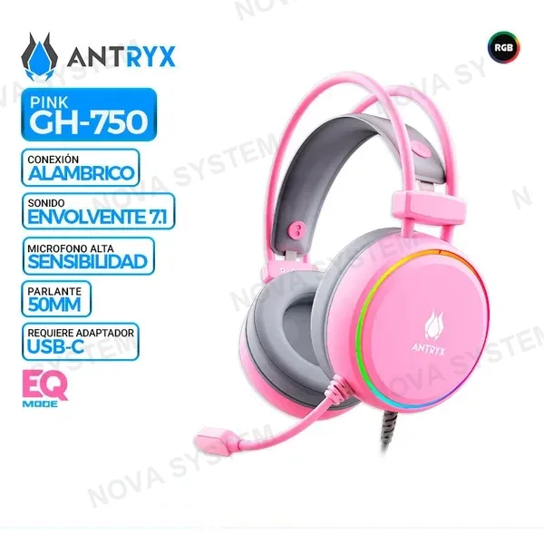 AURICULAR ANTRYX GH-750 PINK 7.1 VIRTUAL