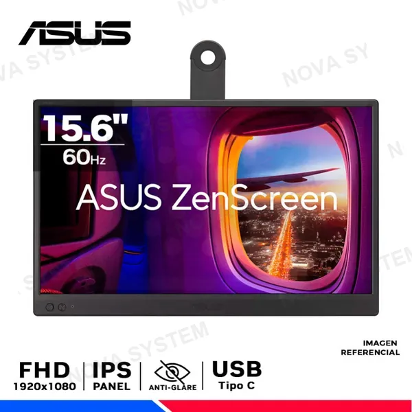 MONITOR PORTATIL ASUS ZenScreen MB169CK, 5.6" IPS, FHD, 60Hz, 5ms, USB Type-C