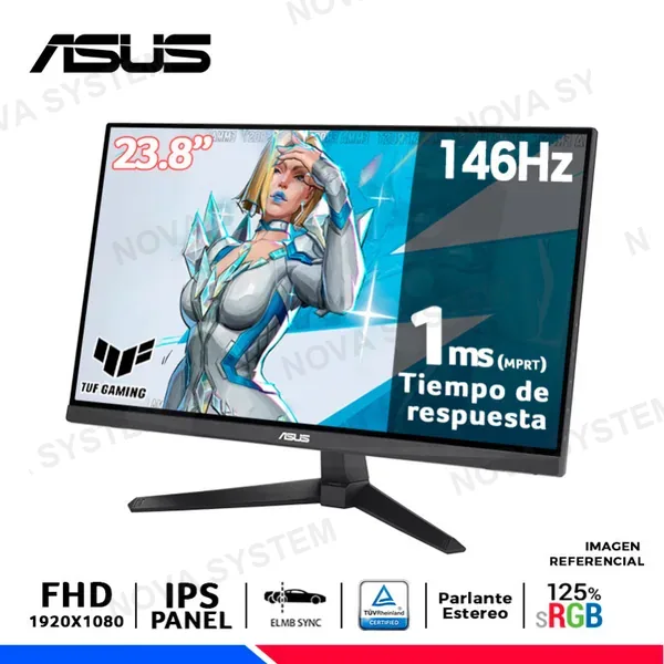 MONITOR ASUS TUF GAMING VG249QE5A, 23.8" IPS, FHD, OC 146Hz, 1ms, Parlante