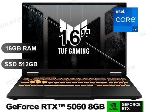 LAPTOP GAMING ASUS TUF FX608JMR-RV352 I7-14650HX/ 16GB/ SSD512GB/ RTX5060-8GB/ 16/ FREE