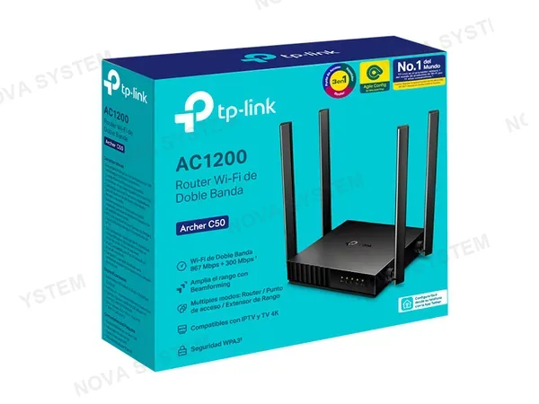 ROUTER TP-LINK AC1200 DOBLE BANDA ARCHER C50 WIRELESS