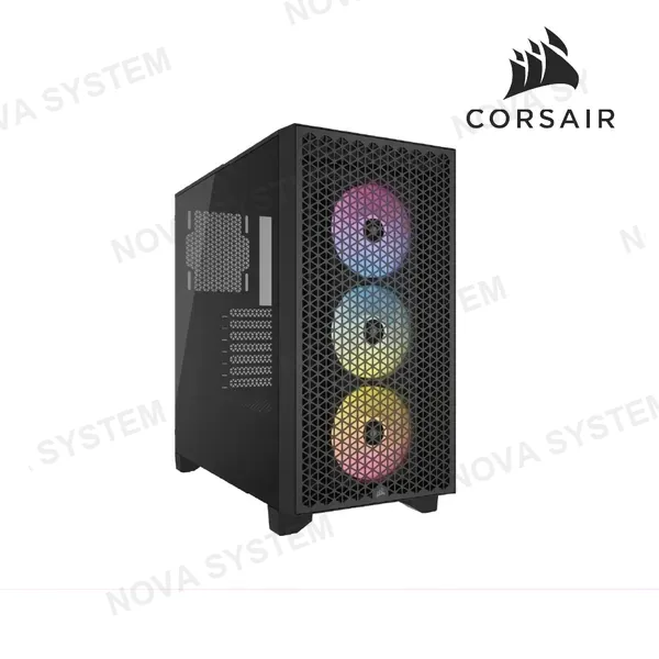 CASE CORSAIR 3000D RGB AIRFLOW ( CC-9011255-WW ) S/FUENTE | 3X FAN RGB | MID TOWER | NEGRO