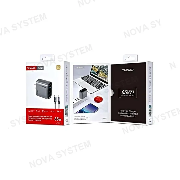 T-US65C 65w/1m Cargador Con C A C Cable Mallado (usb+2c) Tranyoo