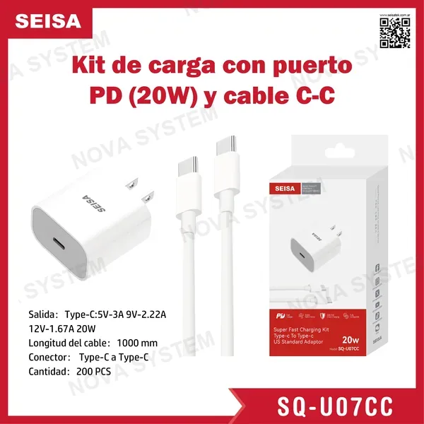 SQ-U07CC Cargador Pd 20w+1.0m Cable C A C