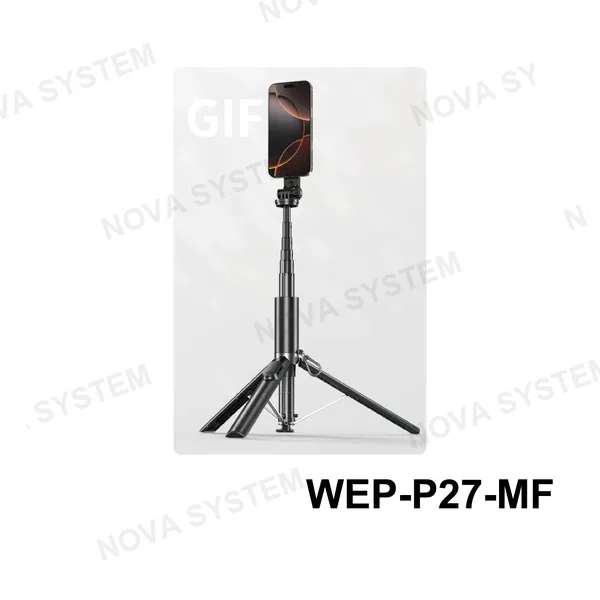 WEP-P27-MF Selfie Stick Bluetooth Con Apertura Automática Trípode Y Soporte Magnético 36.5cm A 193cm
