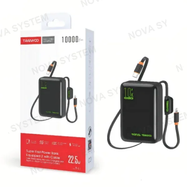 T-L1 Cargador Portatil 10000mah/38.5wh con Cable Tranyoo