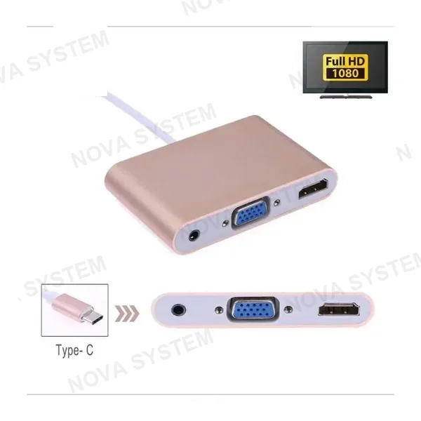 SM-C7842 Adaptador Tipo C a HDMI+VGA+3.5mm audio
