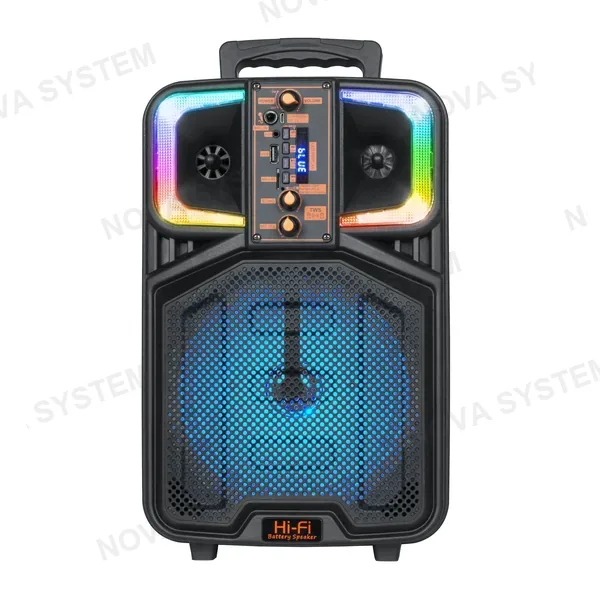 YX-H833 Parlante Portátil Bluetooth 8"/Micrófono con Cable/Control Remoto/Luces LED