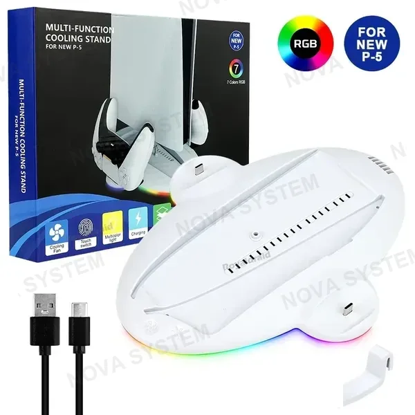 YZC-499 Base Cooler con Estación de Carga Rápida Dual RGB para PS5 Slim
