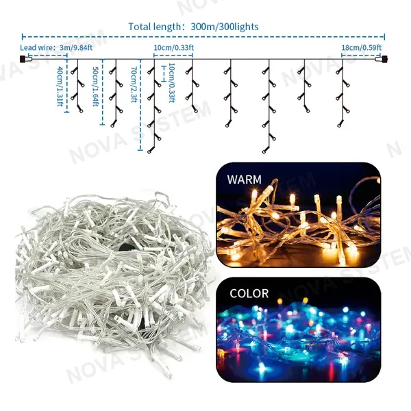 HCP154 Guirnaldas LED Tipo Hielo 20m 640 Focos