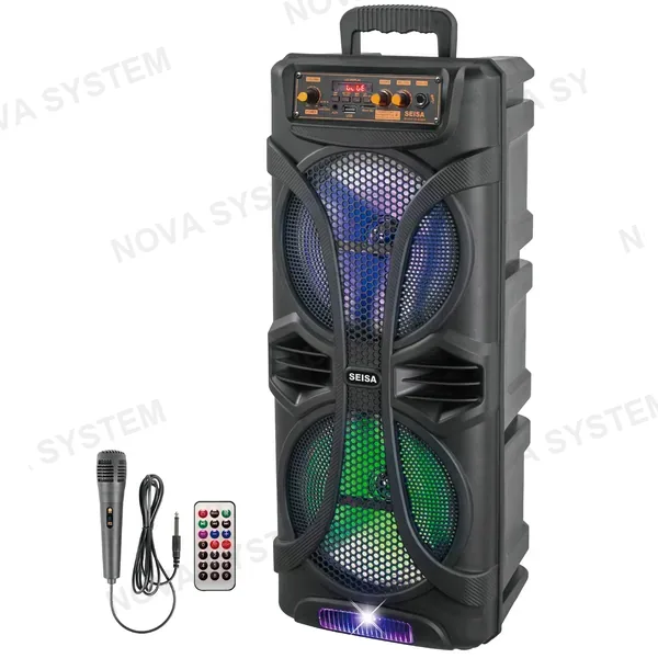 YX-H2805" "parlante Bluetooth 2×8"", Micrófono Con Cable, Control Remoto