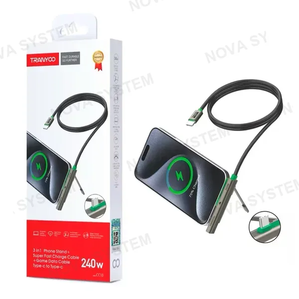 CC10 Cable De Carga C A C Con Mini Soporte Plegable Tranyoo （240w）
