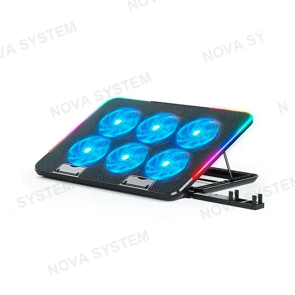 DN-H639 Cooler Para Notbook Con 6 Ventilador + Soporte De Celular