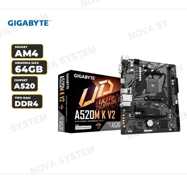 PLACA MADRE GIGABYTE ULTRA DURABLE A520M K V2 (rev 1.1) AMD AM4 DDR4 (PN: 9MA520K2-00-G11)