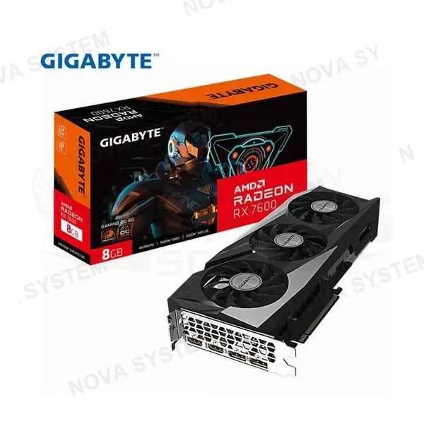 TARJETA DE VIDEO GIGABYTE AMD RADEON RX 7600 GAMING OC 8G 8GB 3X FANS GDDR6