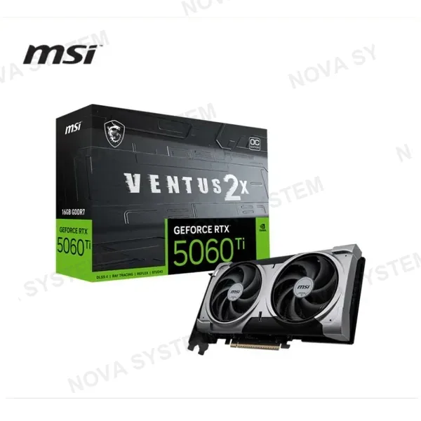 TARJETA DE VIDEO MSI GEFORCE RTX 5060 TI VENTUS 2X OC BLACK 16GB 2X FANS GDDR7