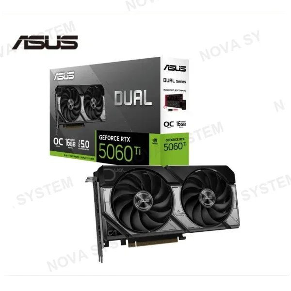 TARJETA DE VIDEO ASUS GEFORCE RTX 5060 TI DUAL OC 16GB 2X FANS GDDR7 PCLE 5.0