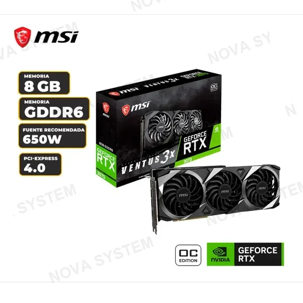 TARJETA DE VIDEO MSI NVIDIA GEFORCE RTX 3070 VENTUS 3X 8GB GDDR6, PCIE 4.0