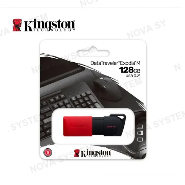 MEMORIA USB KINGSTON DATA TRAVELER EXODIA M 128GB USB 3.2 BLACK / RED