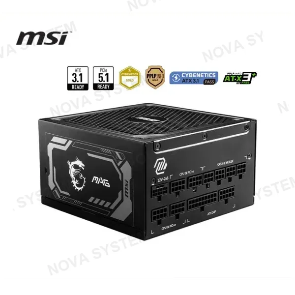 FUENTE DE PODER MSI MAG A1250GL PCIE5 1250W 80 PLUS GOLD CYBENETICS GOLD ATX 3.1 PCIE 5.1 MODULAR (PN: 306-7ZP9A12-CE0)