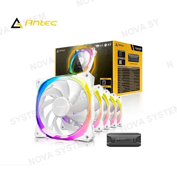 KIT DE FANES ANTEC FUSION 120 ARGB WHITE 5FAN 120MM C/ CONTROLADOR