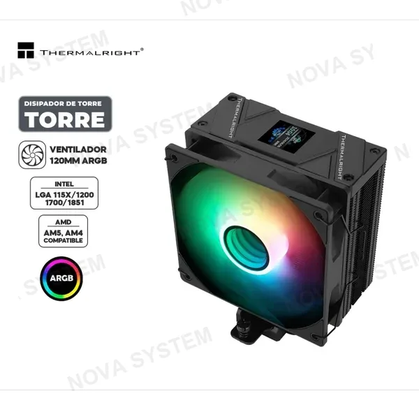 DISIPADOR DE TORRE THERMALRIGHT ASSASSIN SPIRIT 120 VISION ARGB BLACK COMPATIBLE AMD AM5/AM4 - INTEL LGA1851/1700/1200