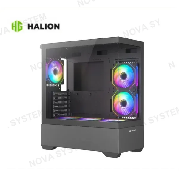 CASE GAMER HALION FISH TANK JUPITER K04 BLACK 6X ARGB SIN FUENTE