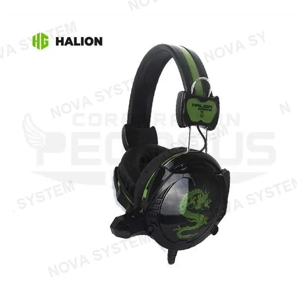 AUDIFONO GAMER HALION S2 DRAGON NEGRO VERDE
