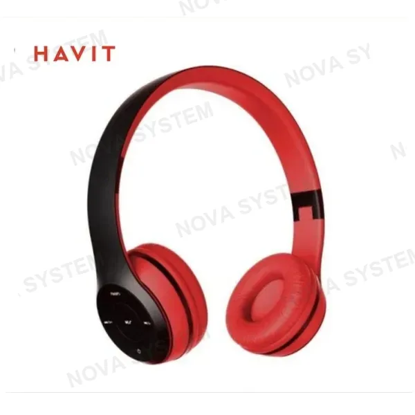 AUDIFONO ESTEREO HAVIT HV-H2575BT NEGRO ROJO BLUETOOTH