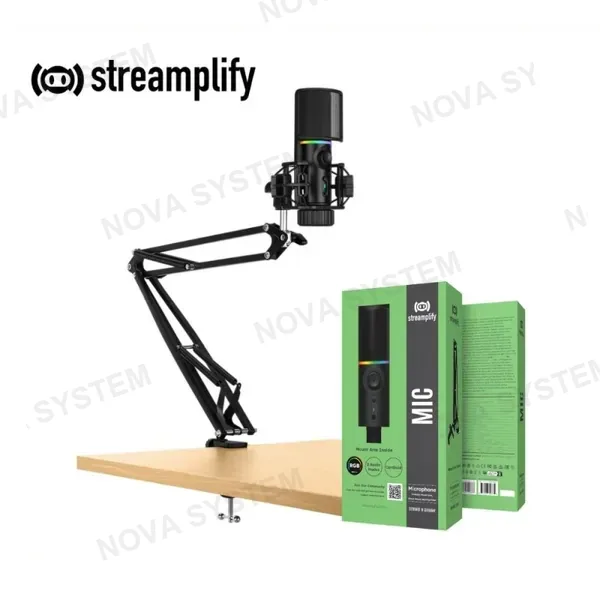 MICROFONO STREAMPLIFY MIC-48-RGB-MA-BK SOPORTE DE BRAZO