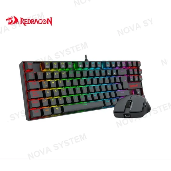 S145 SP COMBO REDRAGON TECLADO KUMARA RGB BLACK SPANISH RED SWITCH + MOUSE K1NG BLACK