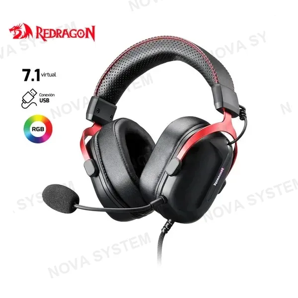 H312 AUDIFONO REDRAGON CYBILL BLACK/RED VIRTUAL 7.1