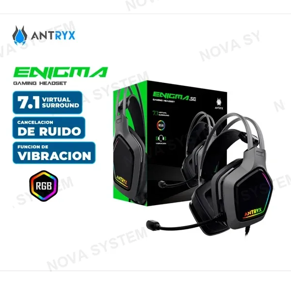AUDIFONO GAMER ANTRYX ENIGMA SE RGB GRAY C/N MICROFONO 7.1 VIRTUAL VIBRATION CONEXION USB (PN: AGH-7320GR7V)