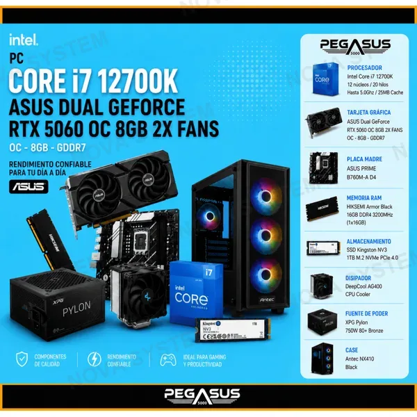 PC Core i7-12700K | 16GB DDR4 | SSD NVMe 1TB | RTX 5060 8GB