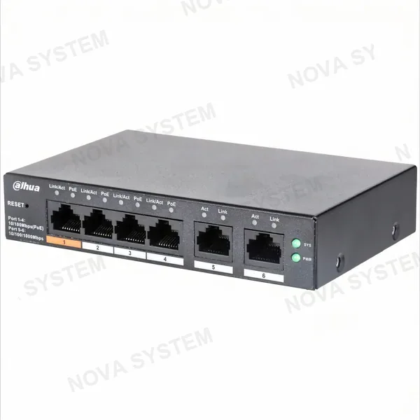DAHUA DH-CS4006-4ET2GT-60 Switch 6 Puertos con 4P Poe 2Uplink 10/100Mbps PoE Watchdog