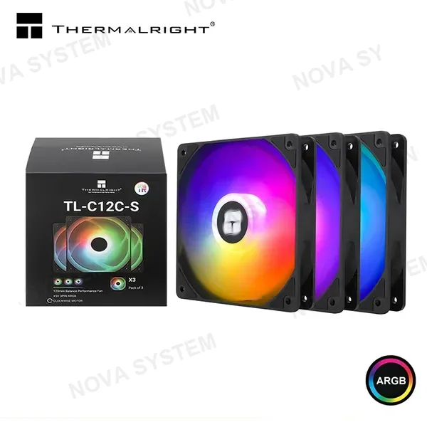 COOLER PARA CASE THERMALRIGHT TL-C12C-S X3 BLACK ARGB 120MM PACKx3