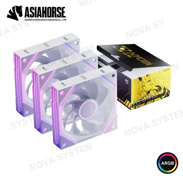 COOLER PARA CASE ASIAHORSE NYOTA ULTRA REVERSE WHITE ARGB 120MM PACKx3 COMPUTERSHOP