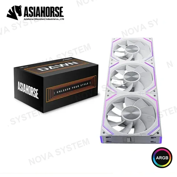COOLER PARA CASE ASIAHORSE DAWN REVERSE WHITE ARGB 120MM PACKx3 COMPUTERSHOP