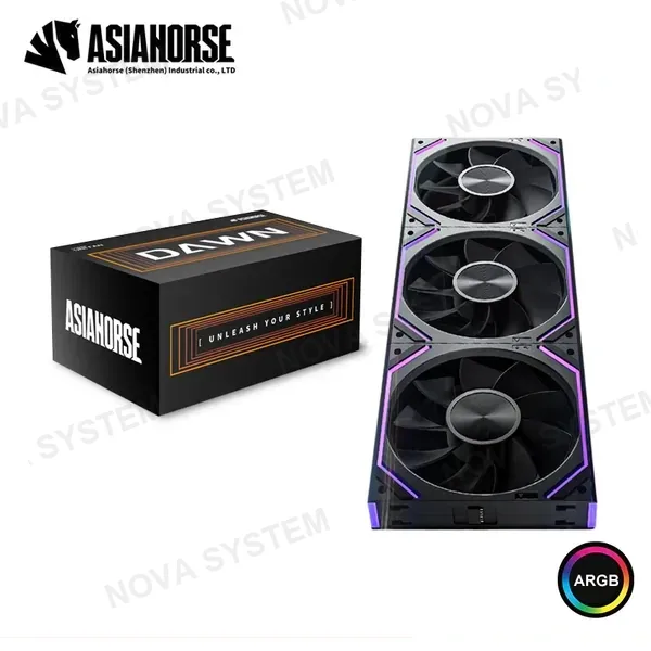 COOLER PARA CASE ASIAHORSE DAWN REVERSE BLACK ARGB 120MM PACKx3 COMPUTERSHOP