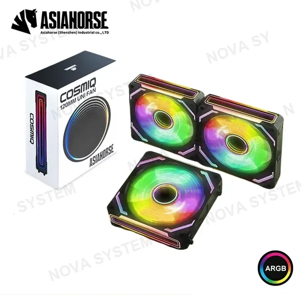 COOLER PARA CASE ASIAHORSE COSMIQ BLACK ARGB 120MM PACKx3 COMPUTERSHOP