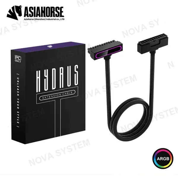 CABLE ASIAHORSE HYDRUS PSU BLACK 24 PINES ARGB TIPO S ANGULO RECTO 90° GRADOS COMPUTERSHOP