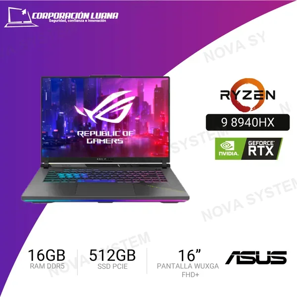 LAPTOP ASUS ROG STRIX G16 RYZEN 9 8940HX ( G614PM-RV221W ) RAM 16GB DDR5 | SSD 512GB | 16\\