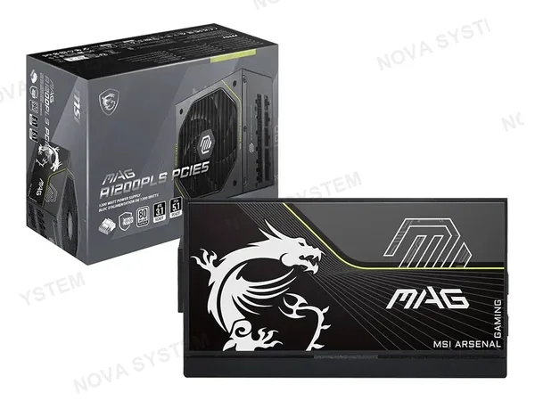 FUENTE DE PODER MSI 1200W MAG A1200PLS (MAG A1200PLS PCIE5) ATX, 80 PLUS PLATINIUM, MODULAR, NEGRO, PCIE 5