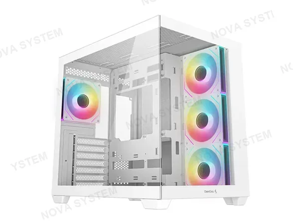 CASE DEEPCOOL GAMING CG530 4F WH S/FUENTE (R-CG530-WHADA4-G-2) PANEL DE VIDRIO, 4 VENTILADORES, LED ARGB, WHITE