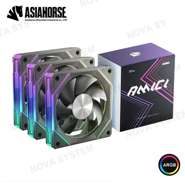 COOLER PARA CASE ASIAHORSE AMICI BLACK ARGB 120MM PACKx3 COMPUTERSHOP
